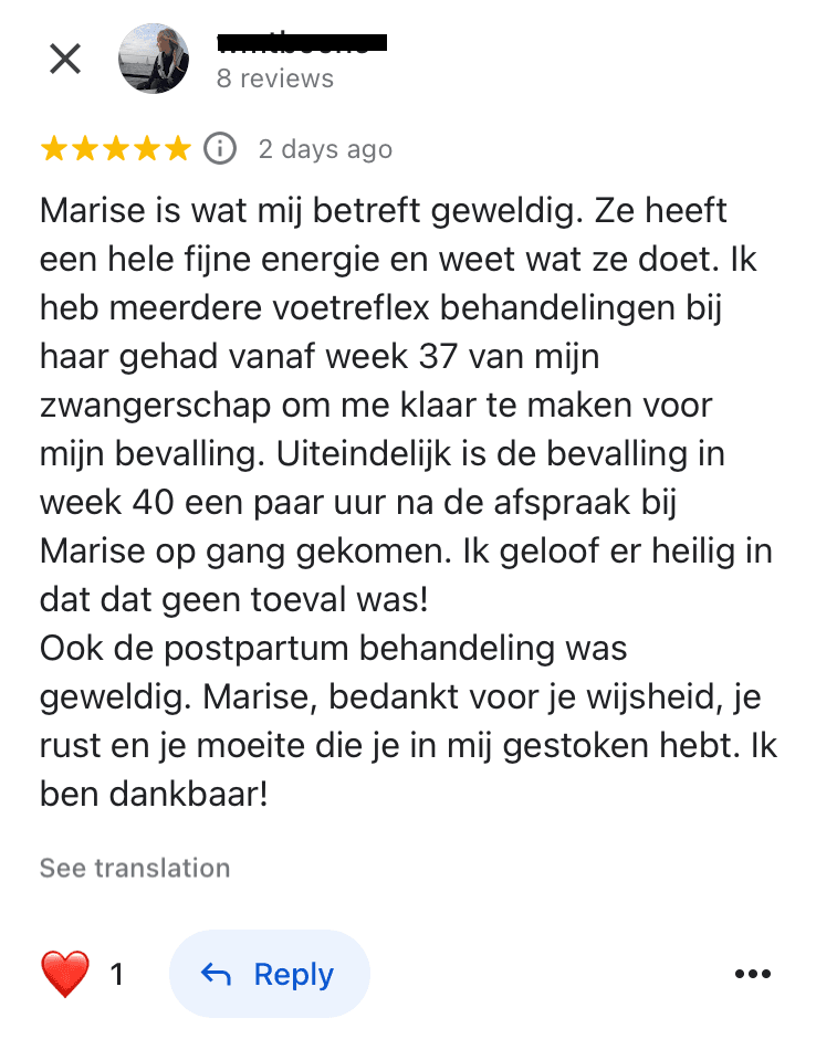 review voetreflex bevalling opwekken
