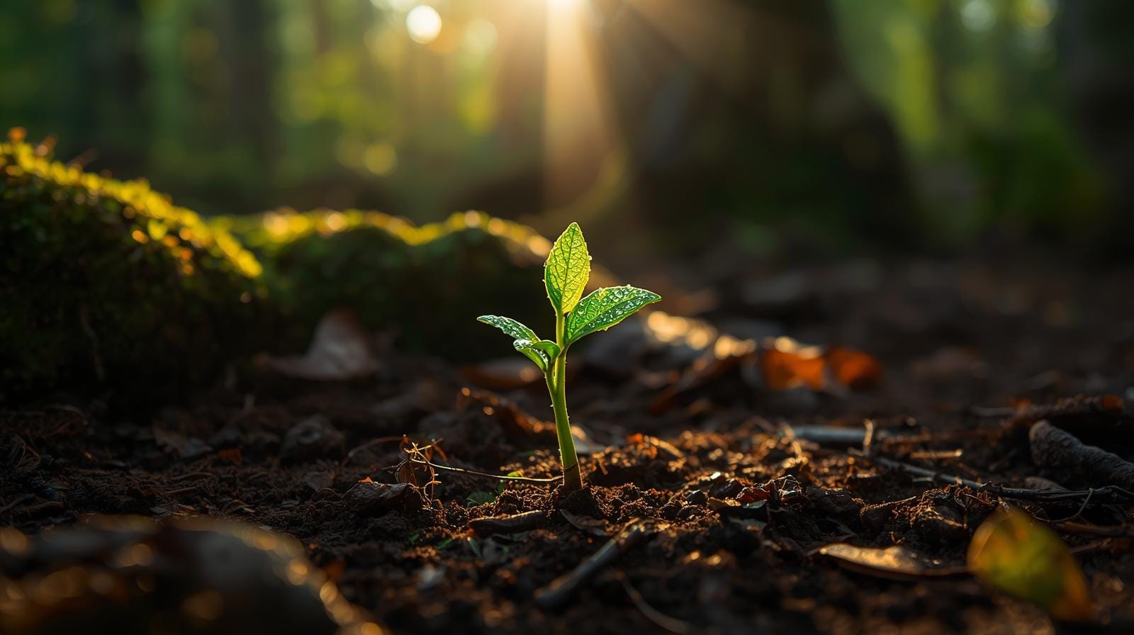 zaadjes ontkiemen in het bos in de volle zon als metafoor voor innesteling